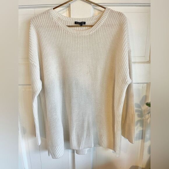New Eileen Fisher, classic white linen cotton sweater